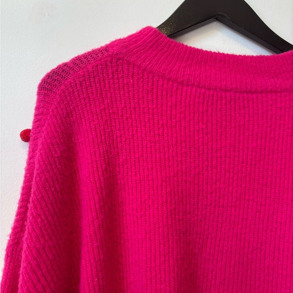 CROSBY by Mollie Burch Hot Pink Pom-Pom Sweater medium - Picture 5 of 8